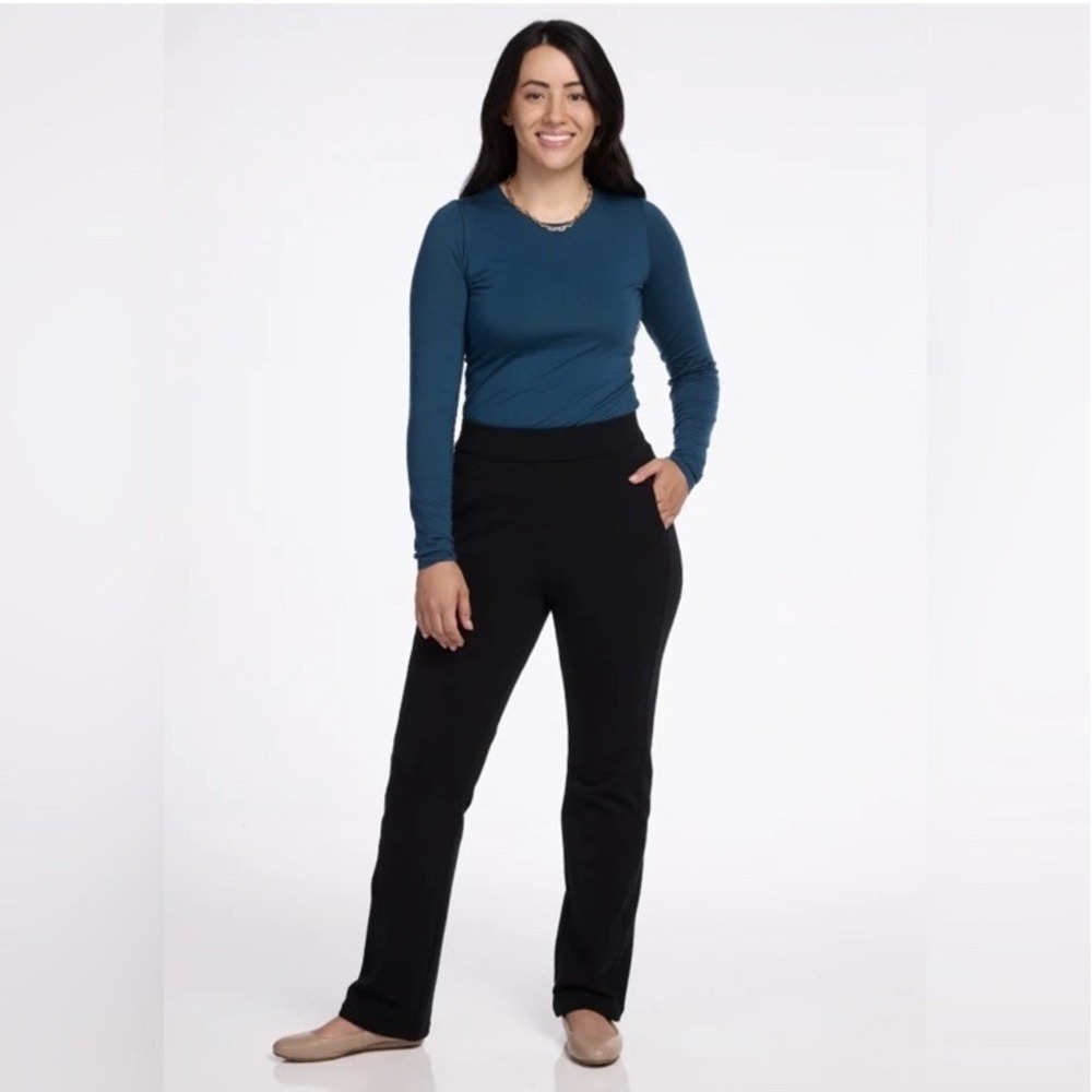 WoolX Emerson Pants Women's Large Black Merino Wool Straight Leg High Waisted